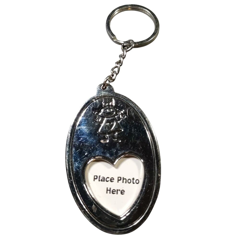Photo Frame Silver Tone Keychain Girl Gueen